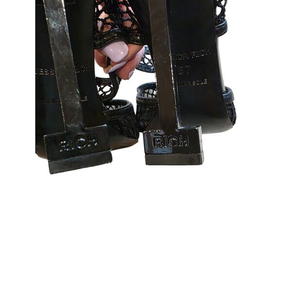 Jessica Rich, Ysabelle stiletto, fishnet pointed toe black slip on pumps sz 7 - Picture 4 of 7